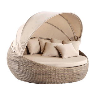 Outdoor Lounge Bed Recliner Courtyard Rattan Sofa Outdoor Beach Recliner Balcony Swimming Pool Lazy Bed Outdoor Big Round Bed