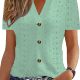 2025 spring and summer Europe and the United States cross-border Amazon independent station new women's fashion casual solid color button V-neck short sleeve T-shirt