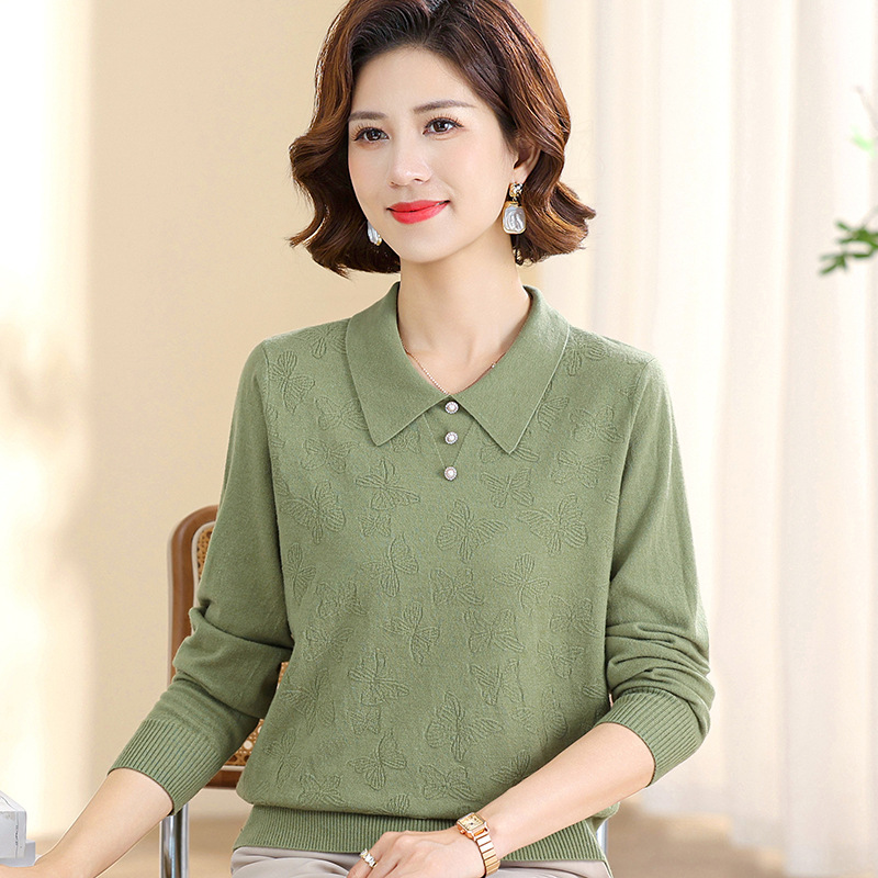Mom's new autumn clothing style lapel top middle-aged and elderly…