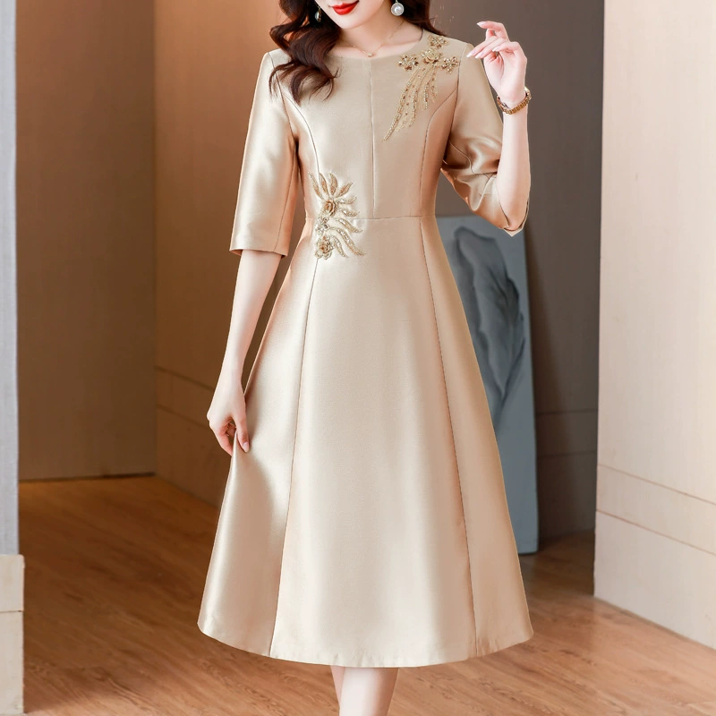 Свадебный праздник свекрови шампанское вечернее платье 2023 осень новый модный модный темперамент элегантное платье