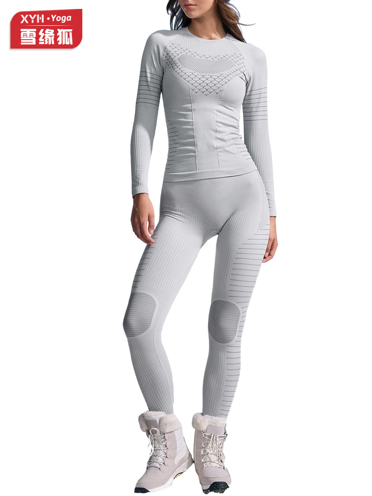 Otoño y invierno al aire libre función de esquí ropa interior mujer de voleibol sudor calentamiento ropa de compresión apretada absorción de sudor ropa de esquí seca rápida cubierta