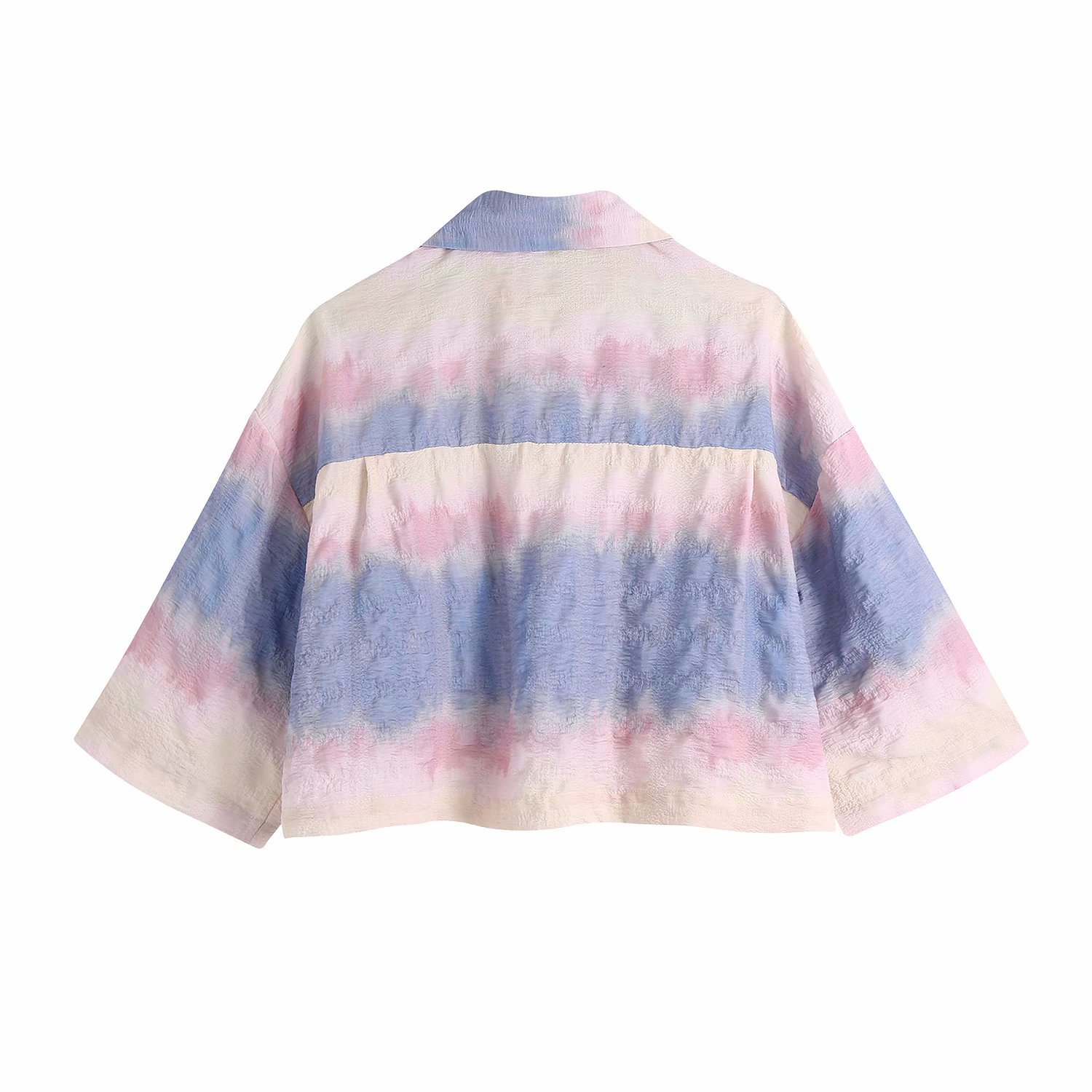 blusa con solapa drapeada con efecto tie-dye NSAM42999