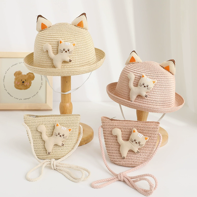 Children's sun hat for men and women, summer cap, bag, cartoon set solar-powered, sun protection