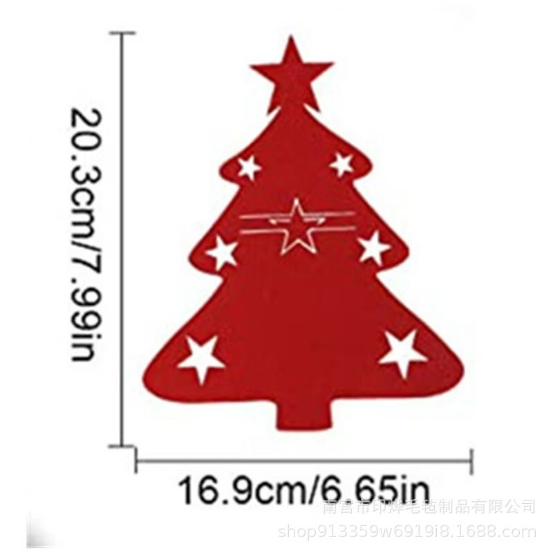 スポット卸売フェルトクリスマスカトラリーセットカトラリーバッグクリスマスツリーフォークスプーンカトラリーバッグ装飾テーブルマットコースター|undefined
