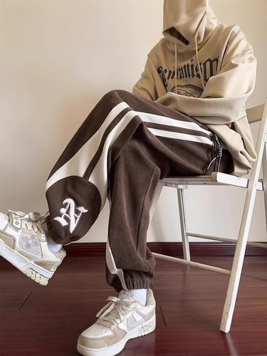 Men's Heavyweight Corduroy Pants Men's Autumn/Winter Utility Pants Streetwear Fashion Versatile Loose Slip-On Casual Brand Pants