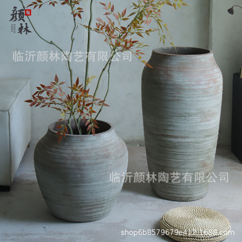 Retro hacer viejas macetas de cemento sala de estar tierra gran maceta de flores decoración hotel ornamentos maceta de cerámica plantación verde maceta
