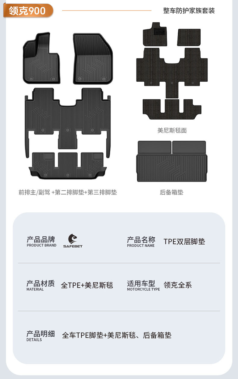 Suitable for Lynk & Co 03 06 08 10 Z20 900 Special All-Weather Tpe Car Floor Mats and Car Accessories