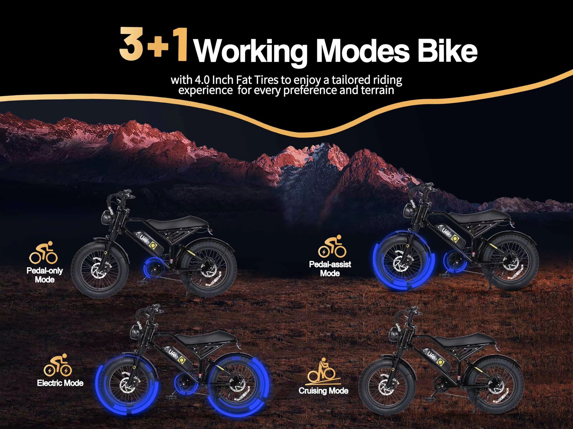 High-power 1500W 48V 13Ah fat-tire electric bicycle, Class 3 light motorcycle, suitable for youth