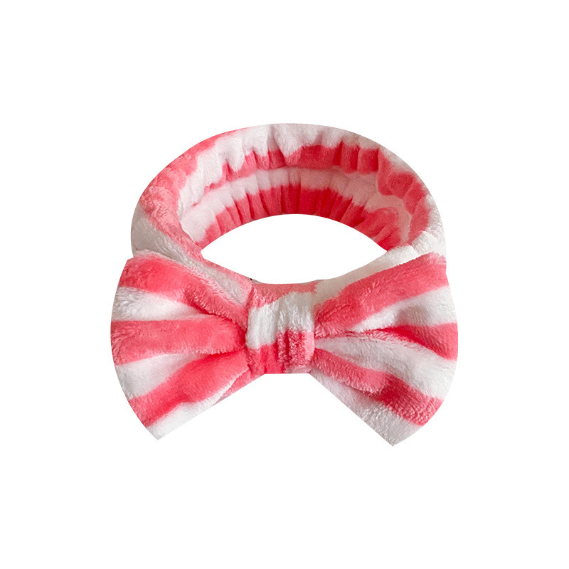 Europa y los Estados Unidos ondulado punto de leopardo coral mariposa fin correa de cabello mujer lavado cara banda de cabello rayas transfronterizas peluche adornamientos para el cabello al por mayor