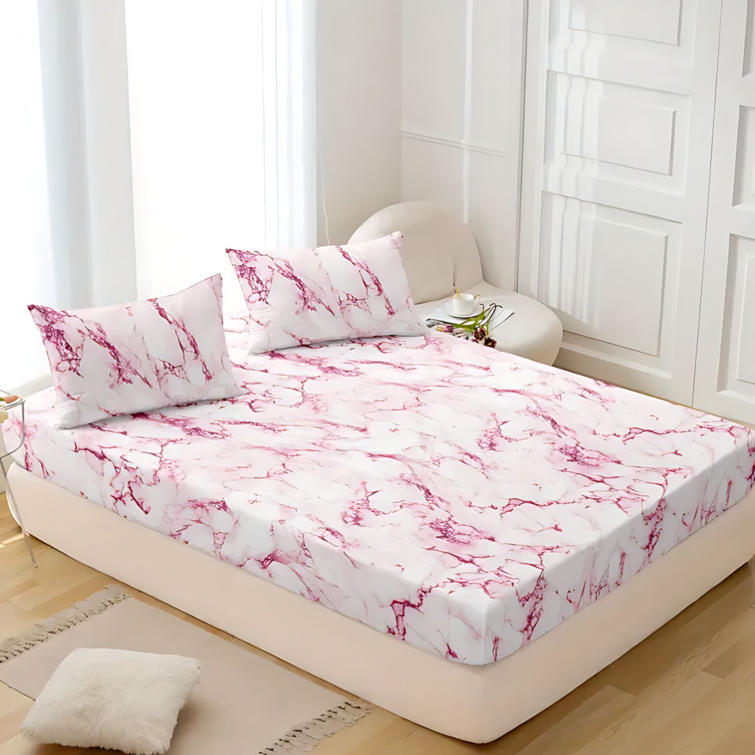 TEMU / JIT patrón de mármol 3D impresión digital transpirable cama Kasa Kit fuente fabricante puede hacer