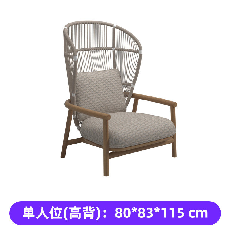 Sofá de madera maciza al aire libre Villa patio jardín impermeable silla de caña ocio muebles balcón sofá creativo