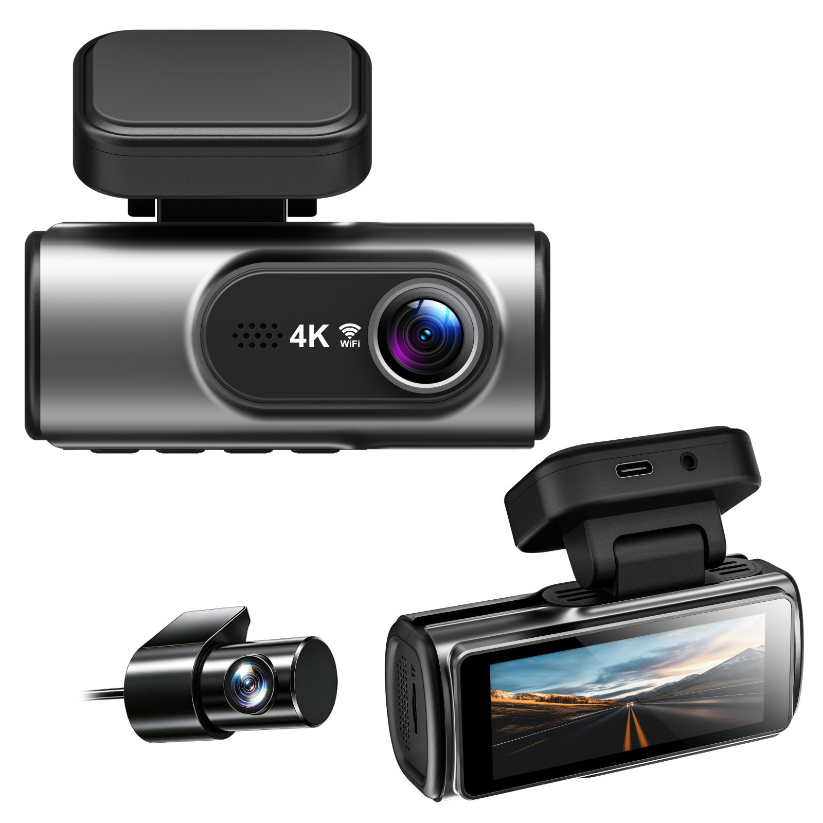 Cross-border new high-temperature-resistant 4K HD dashcam with dual recording, Wi-Fi, GPS, and night vision – available on Amazon