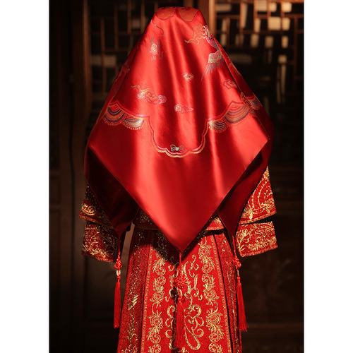 Bride Wedding Hijab  New Xiuhe Clothing Accessories Chinese Wedding Hijab Retro Embroidered Red Veil