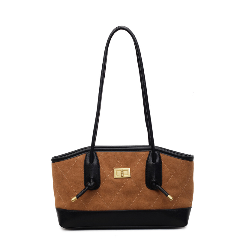 Bolsa de mano transfronteriza de alto nivel, bolso de celosía casual para mujeres, otoño y invierno 2025, nueva bolsa de hombro casual de gran capacidad.