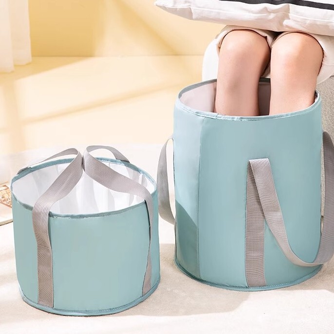 Folding Foot Bath Bucket Travel Portable Insulated Foot Bath Basin Plus Height over Calf Deep Bucket Household Multi-Functional Foot Bath Bag