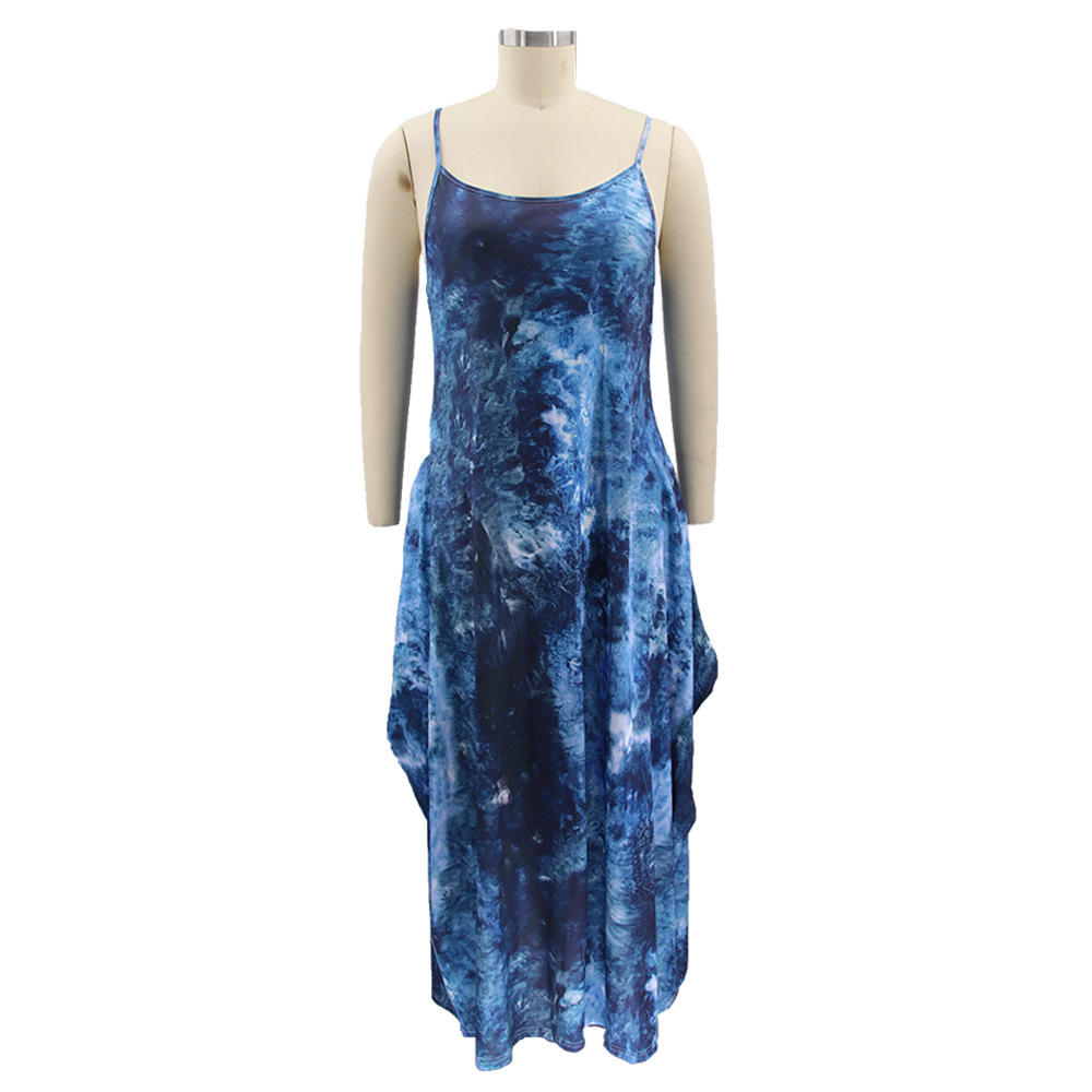 Plus Size Tie Dye Wholesale Maxi Dress