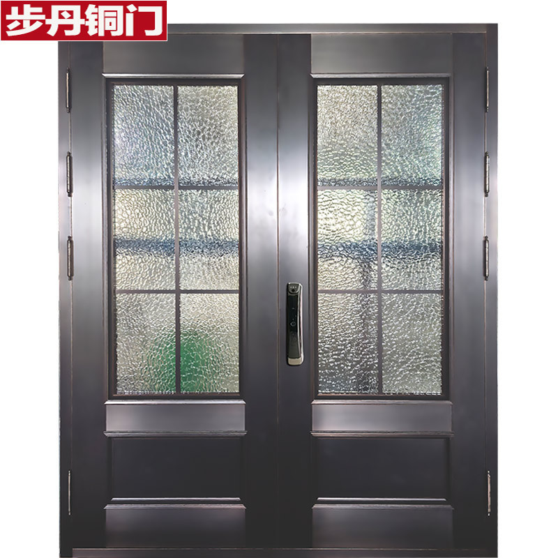 Budan Copper Door Glass Door Stainless Steel Copper Plated Frosted Door House Door Living Room Double Door Zhejiang Copper Door Manufacturer