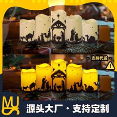 クロスボーダーホットセールクリスマスコンサート脚本キリング印刷パターンLEDキャンドルハロウィンパーティー教会装飾