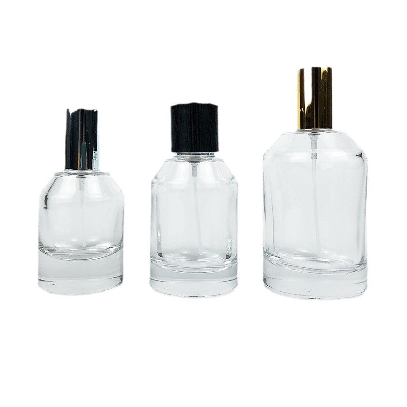 Botella de perfume de vidrio Botella de dispensación con bayoneta de 50ml Botella vacía de spray de niebla fina transparente Botella de perfume Botella desnuda