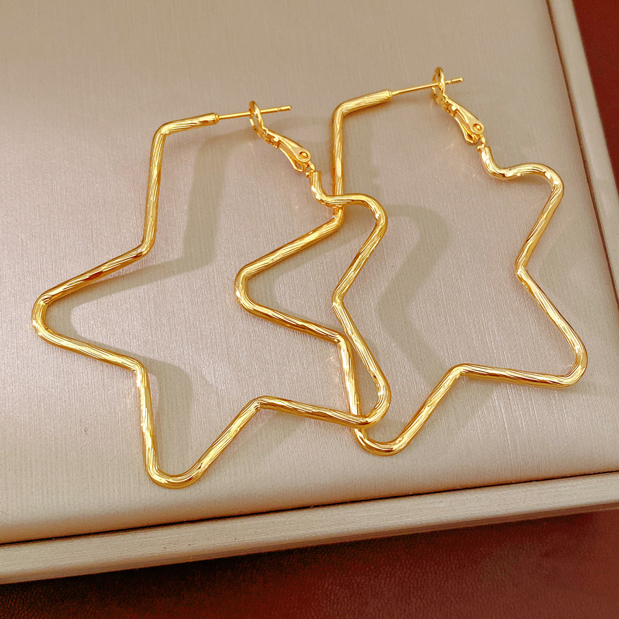 18k oro real plata galvanizado aguja estrella pendientes personalidad simple temperamento exagerado pendientes ligero de lujo de alta sensación pendientes mujeres