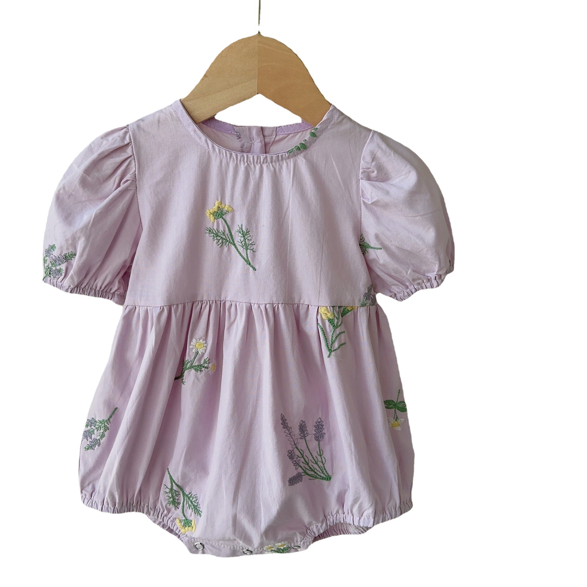 Ropa de verano para niños pequeños, estilo coreano fino, novedad de verano 2025, pelele de jacquard con mangas abullonadas para bebé, conjunto de verano para bebé image 6