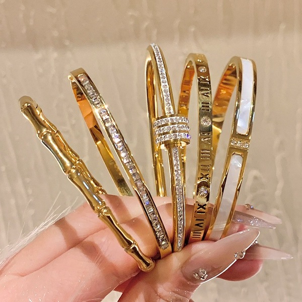 geometric golden women's bracelet stainless steel