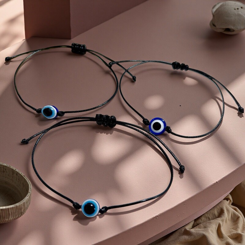 Cross-Border Hot Selling Evil Eye Bracelet Original Design Devil's Eye Black Rope Wrapped Knot Women's Bracelet