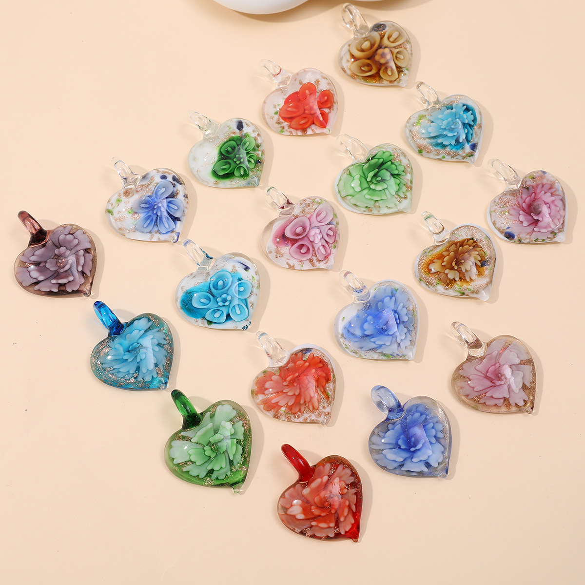 16g Weight Pendant Jewelry Making Type 36*47mm Jewelry Making Size DIY Jewelry Accessories Classification 1 Piece Quantity glass Material Heart Shape, Flower Pattern Simple Style Style 1 Piece 36*47mm Glass Heart Shape Flower Pendant 1