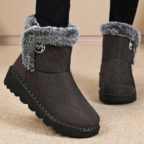 Women's cotton shoes, new polyurethane velvet thick snow boots, cold-proof warm boots, high-top cotton boots, soft soles, women's shoes