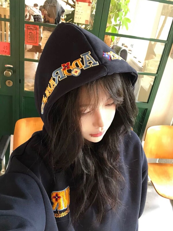 美式高街复古字母刺绣连帽卫衣女秋冬国潮牌高级感宽松情侣装外套|undefined