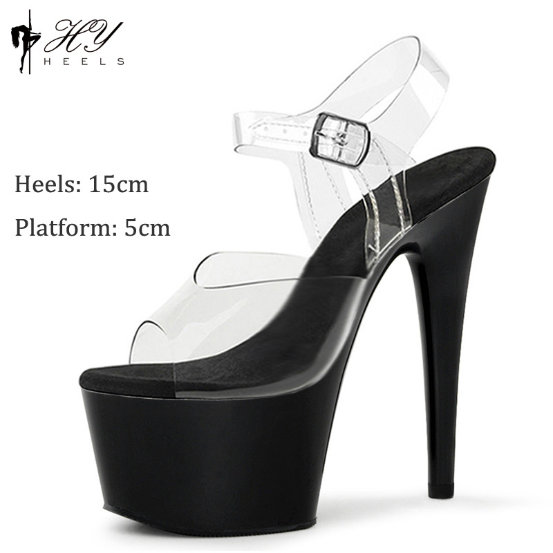 Sandal nữ gót nhọn cao 17cm đế chống thấm – giày biểu diễn catwalk — Màu đen, Màu hồng, Màu trắng, Màu mơ