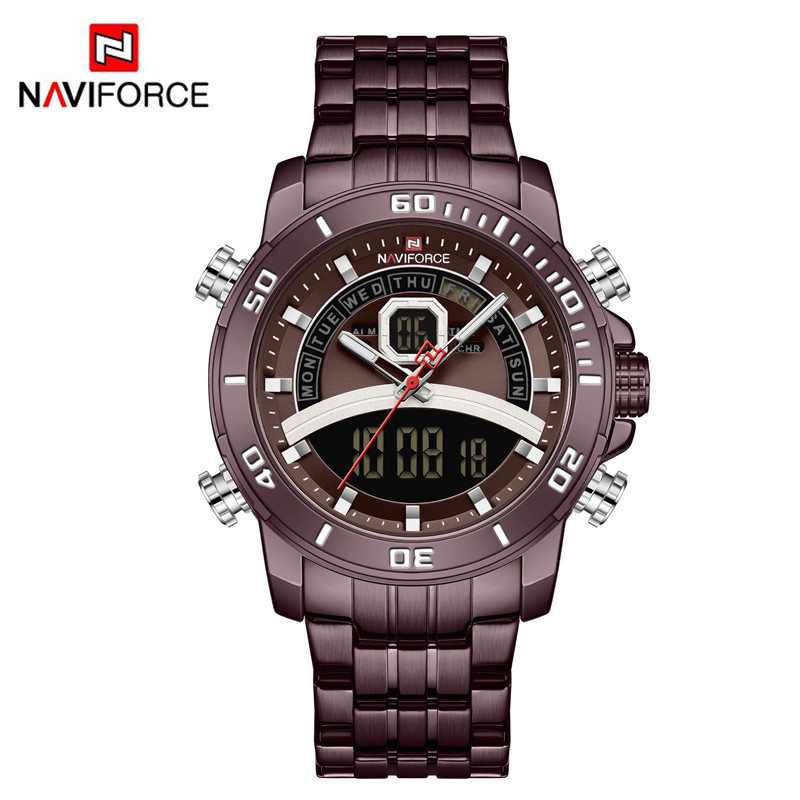 2020 nuevo NAVIFORCE Lingxiang 9181S Correa deportiva de acero doble pantalla reloj de hombre reloj de cuarzo reloj de hombre image 3