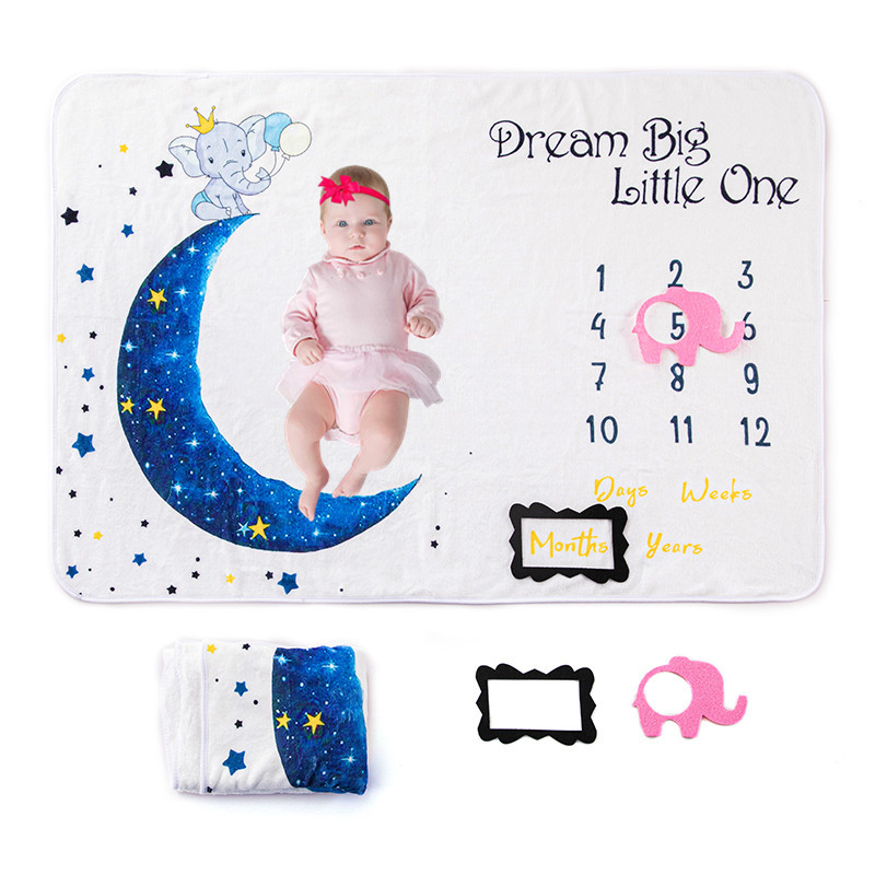 Baby Milestone Month Photo Blanket Infant Photography Blanket Photo Prop Creative Digital Background Cloth Cross-border Best Seller