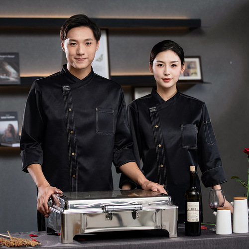 Chef's uniform long sleeve hotel catering hot pot restaurant canteen back kitchen clothes autumn winter pastry chef's clothing short sleeve
