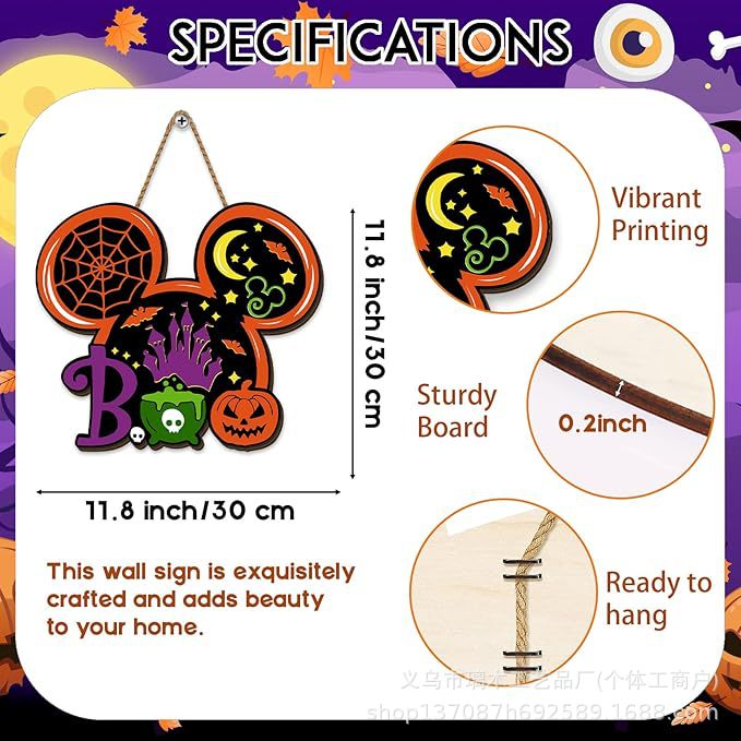 Nuevos productos transfronterizos de madera Halloween decoración de la atmósfera de la fiesta del hogar cabeza de ratón colgante decoración del patio vestíbulo