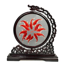 紫金湘绣双面绣摆件 手工刺绣隔断桌面装饰摆台便携毕业季礼品