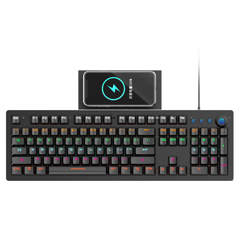RK900 crack mechanical keyboard mobile phone wireless charging wired game e-sports green axis 104 key mechanical keyboard