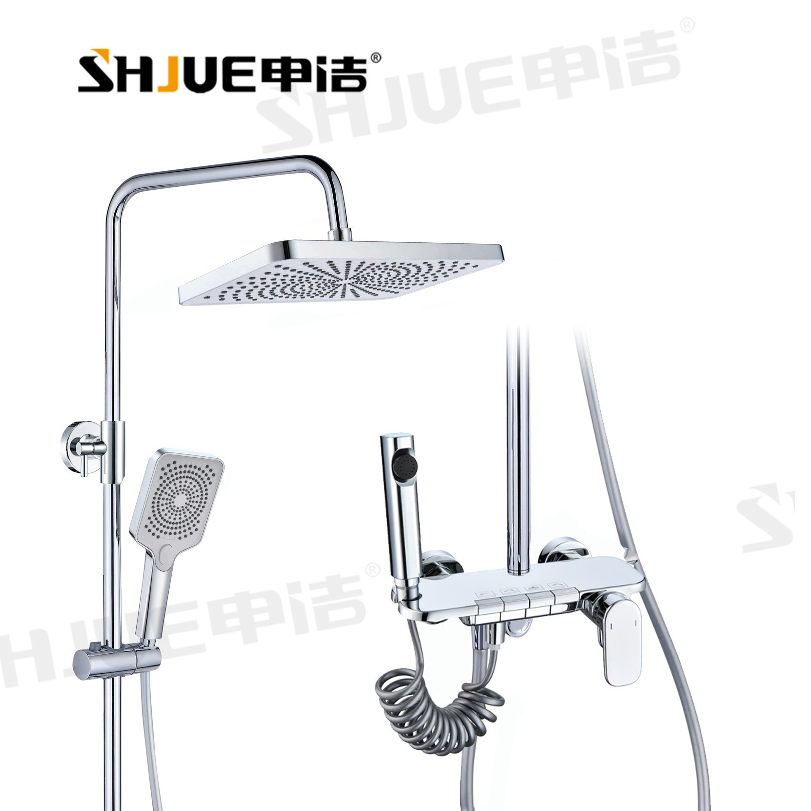 Mayorista simple bronce moderno cuatro series ducha de ducha de ducha de baño presurizado casero ducha de ducha de ducha de un conjunto completo