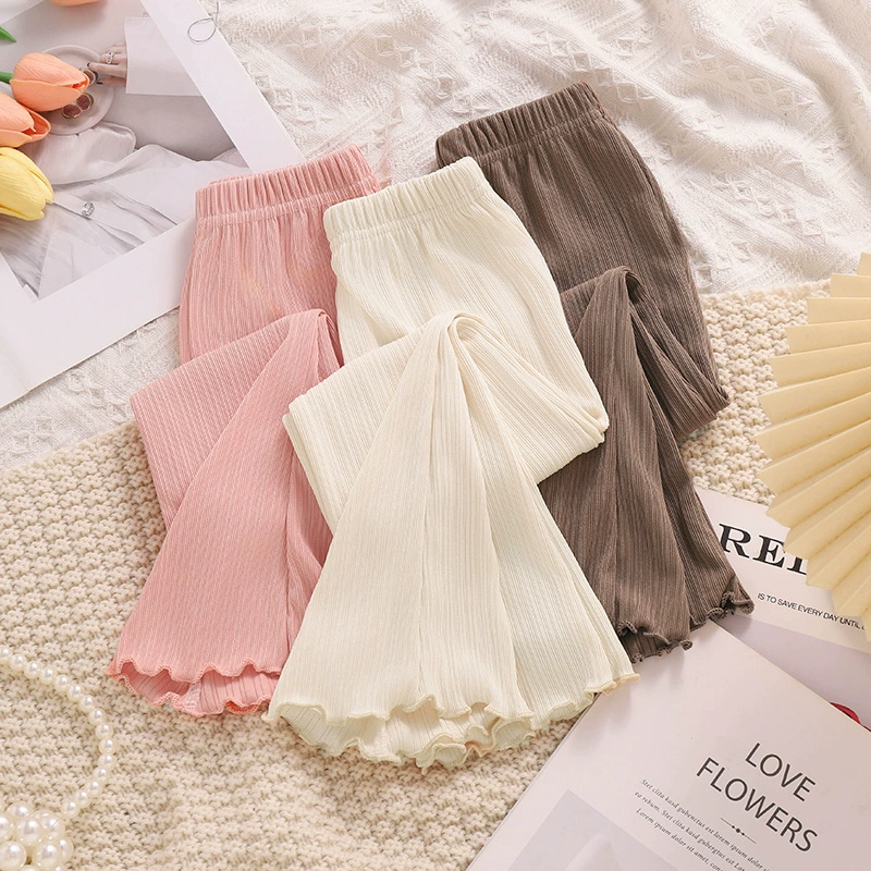 Девочки с рулонов расклешенные брюки Летний тонкий стиль принцессы