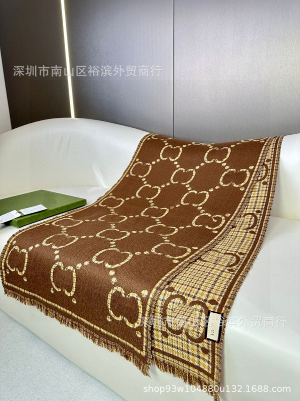 双G大牌围巾家高品质经典双面羊绒围脖秋冬网红专柜同款羊毛披肩|undefined