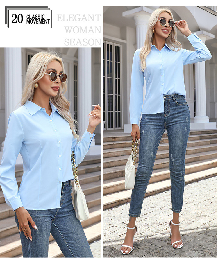 Women's Blouse Long Sleeve Blouses Casual Streetwear Solid Color display picture 15