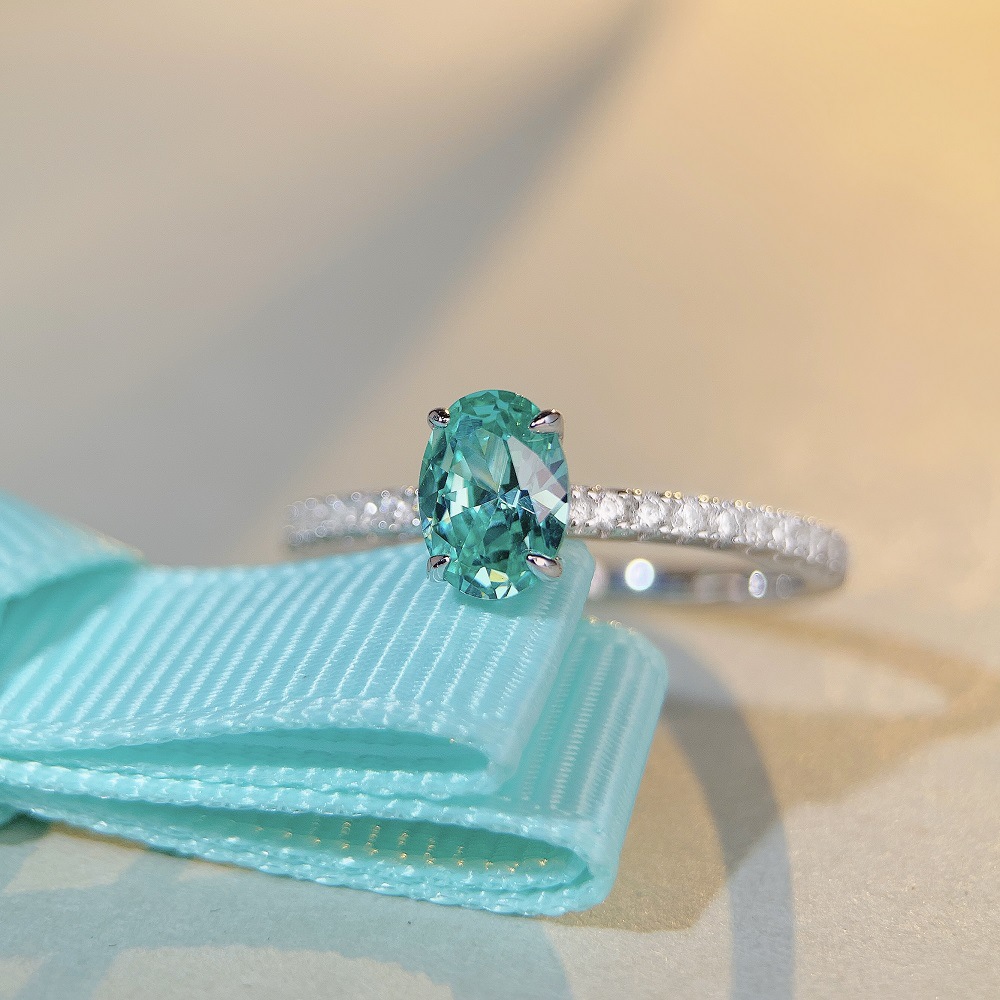 Retro Oval Sterling Silver Inlay Zircon Rings 1 Piece