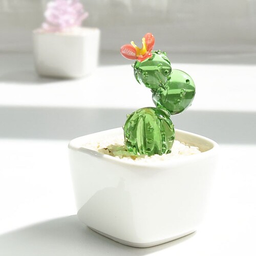 Zibo glass art piece Baoshan succulent bean sprout pot plant cactus bellflower artificial plant crystal glass creative
