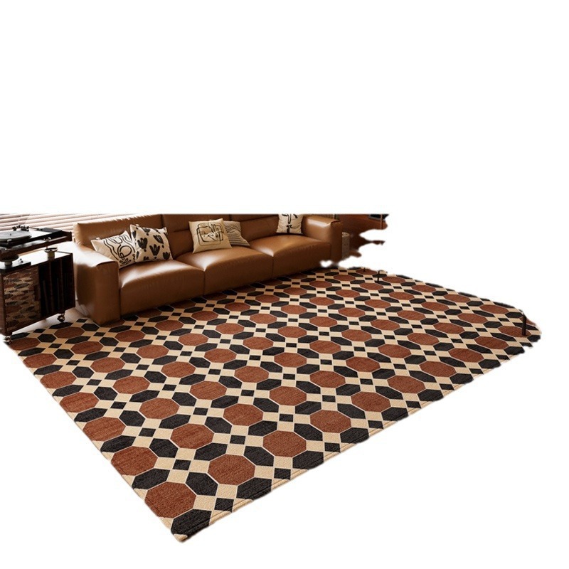 Retro cuadrado decoración de la alfombra de la sala de estar ligera de lujo doméstica de alto nivel dormitorio antideslizante alfombra de la cama resistente a la suciedad fácil de cuidar