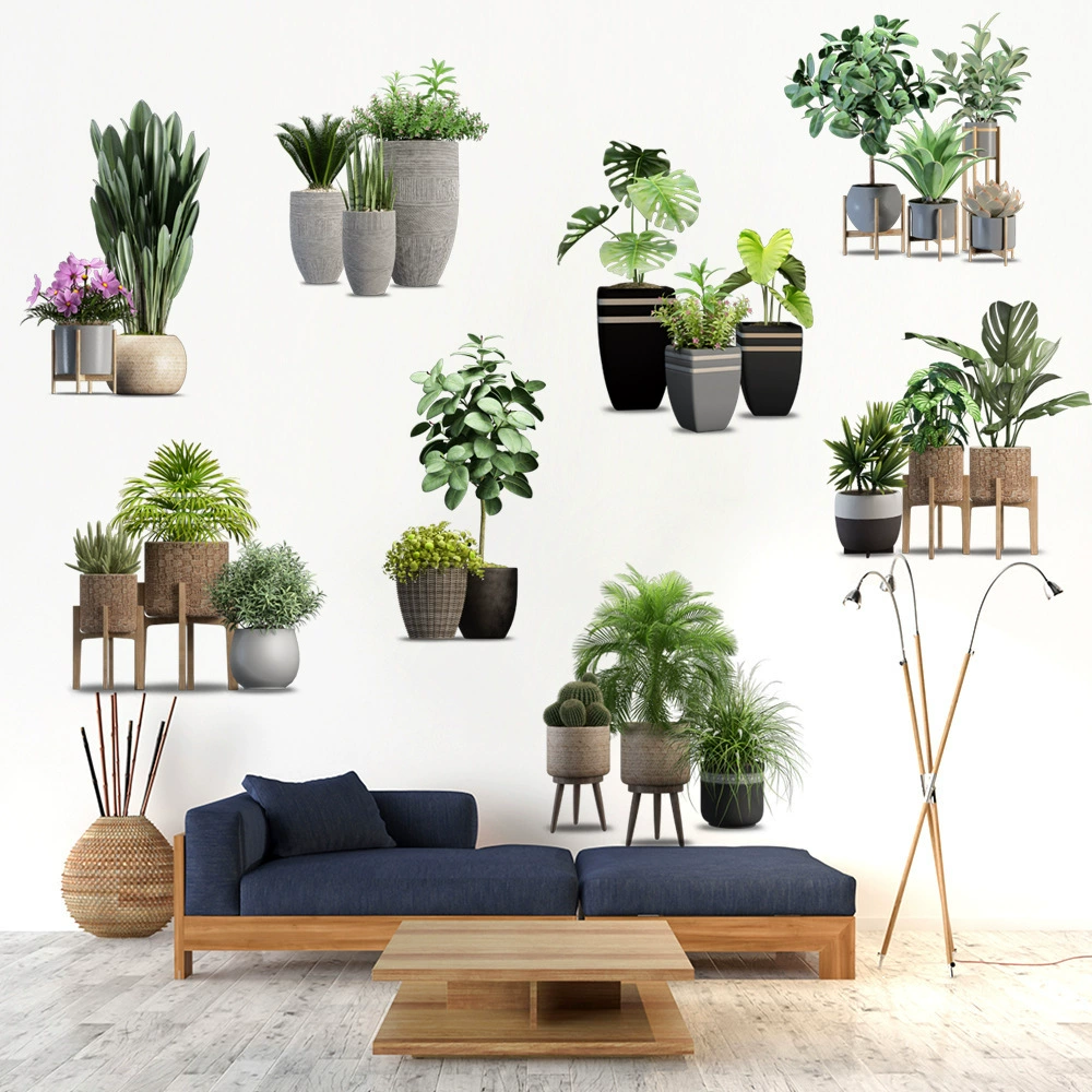 Креативный новый сорт зеленого горшка для гостиной, спальни, детской комнаты, съемные декоративные наклейки на стену Y-212