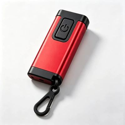 Mini portable keychain light CPB, strong light, rechargeable, with buzzer alarm, suitable for outdoor work, portable small flashlight (UV fənərlər) - red-upgraded-version