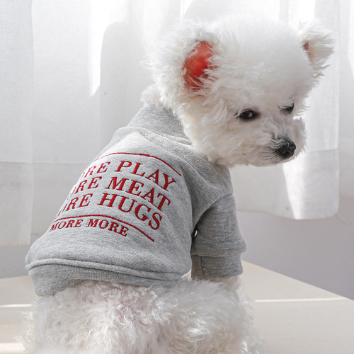 Pet circle factory direct supply small dog clothing cat clothes for small and medium-sized dogs two-legged letter slogan sweatshirts gray
