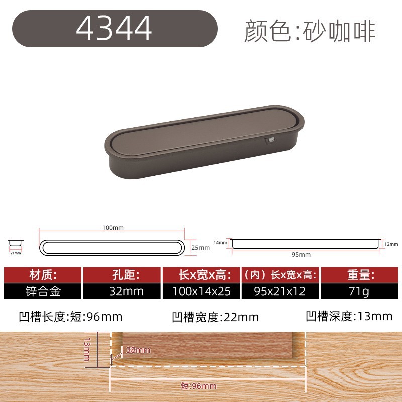 Manija anticolisión encajada ranurada simple moderna de la puerta de gabinete del tirón estrecho de la aleación del cinc