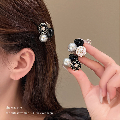  New Retro Camellia Pearl Mini Small Clip Female Bangs Broken Hair Clip Princess Hair Card Headgear