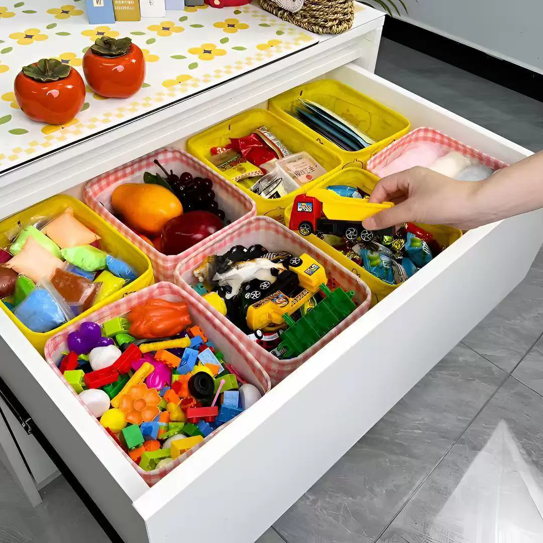 布艺收纳筐桌面ins风杂物收纳盒袜子内衣收纳篮带手提抽屉置物筐